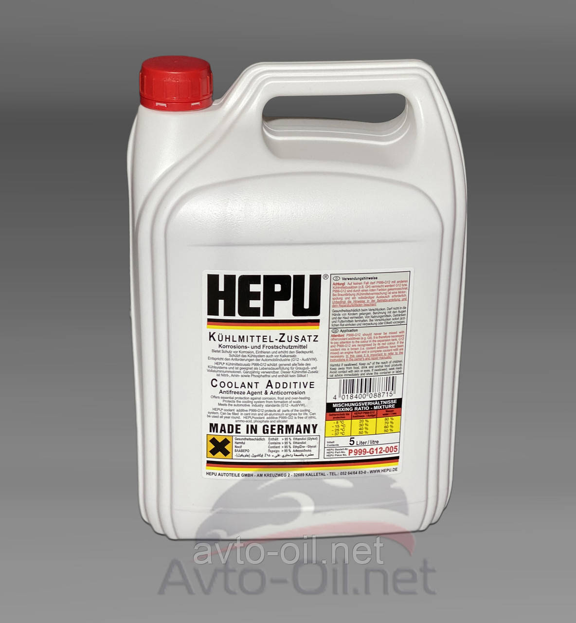 Антифриз концентрат HEPU G12 (червоний) 5л