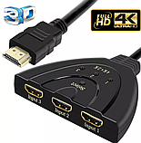 HDMI 4K свіч із 3х в 1 сплітер switch перемикач комутатор світч, фото 3