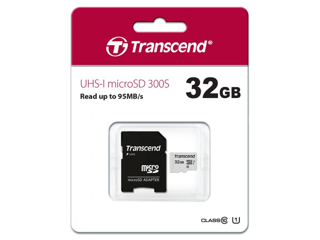 Карта пам'яті 32 Gb microSD Transcend UHS-I 300S (TS32GUSD300S-A)