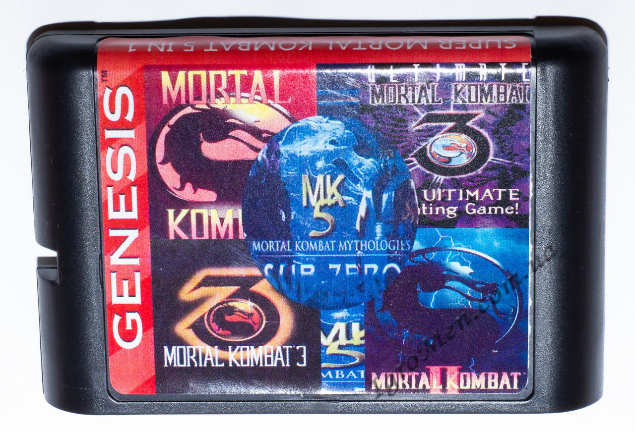Картридж сега 5 в 1 Mortal Kombat 1-2-3-4-5