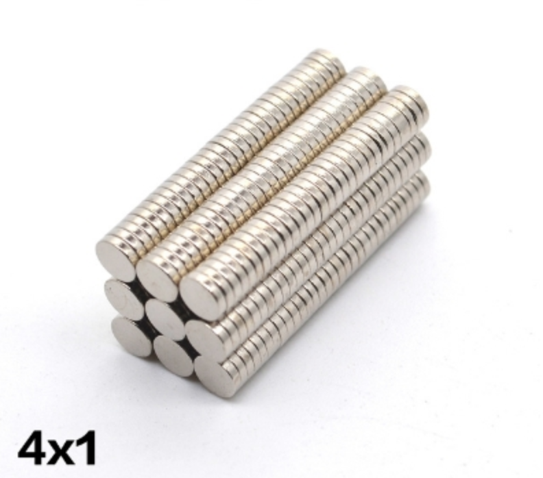 400шт. Магніт неодимовий. Диск 4x1 мм Зчеплення ≈ 0,3 кг, фото 1