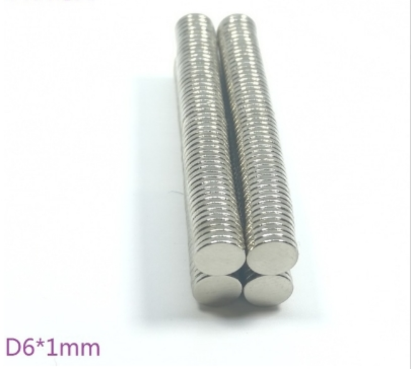 300шт. Магніт неодимовий. Диск 6x1 мм Зчеплення ≈ 0,43 кг, фото 1