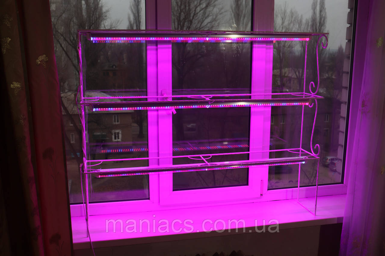 Стелаж віконний "Яна-5" з фіто-лампами, підставка для квітів