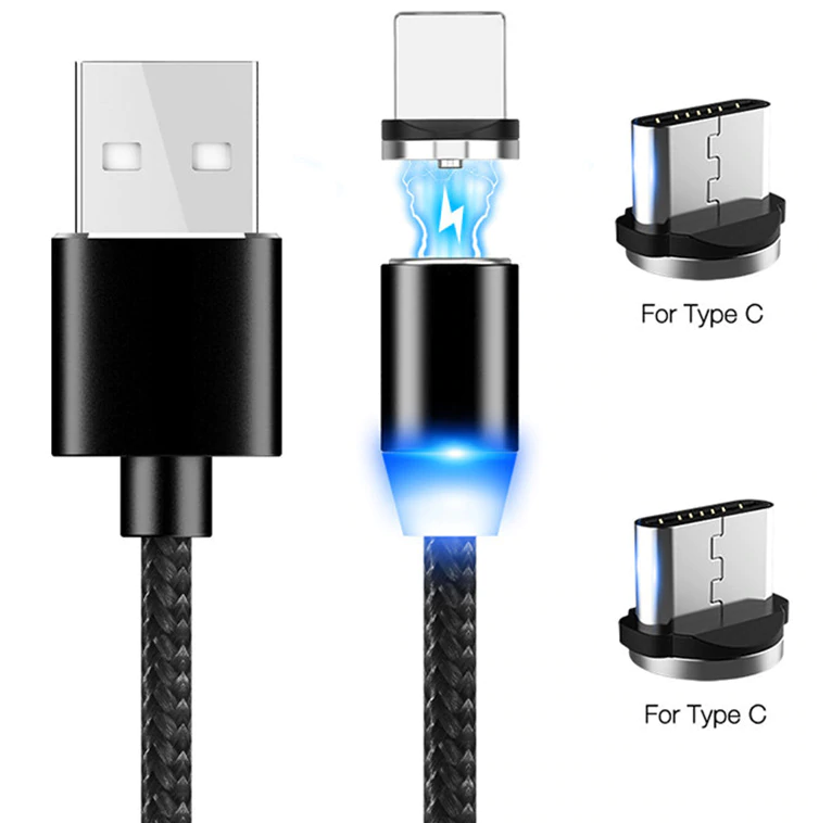 Круглий Магнітний Кабель Type-C USB 2 A з Підсвіткою Посилений
