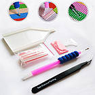 Алмазна вишивка білі троянди 20х50 см, повна викладка, квадратні стрази, фото 3