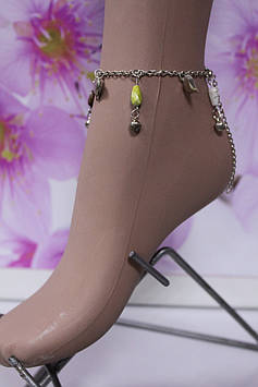 Гарний браслет на ногу сріблястий з кулонами різнокольоровими