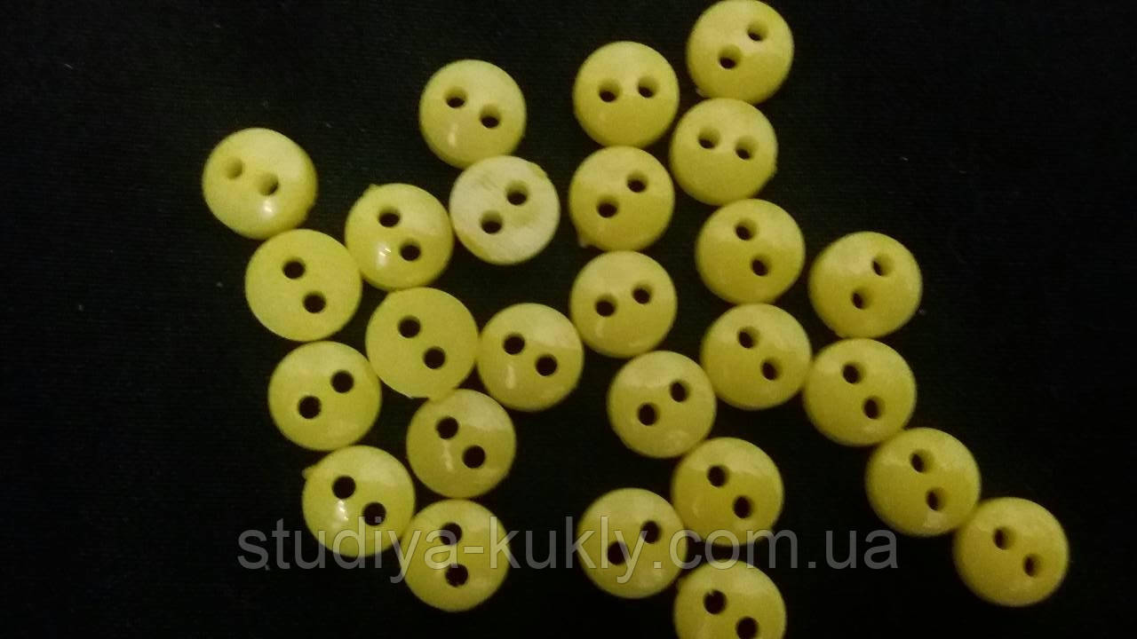 Гудзик для ляльок міні 6 мм. Лимонний, № 6.61, фото 1