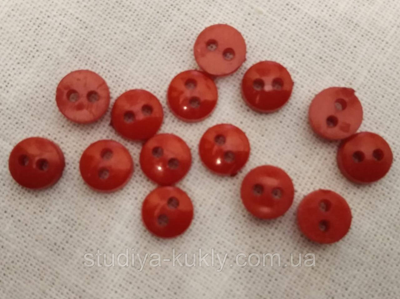 Гудзик для ляльок міні 6 мм. Червоний, № 6.69, фото 1