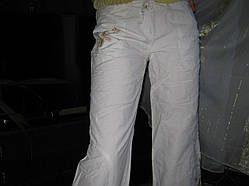 Літні білі жіночі брюки з вишивками б/в розмір 46-48