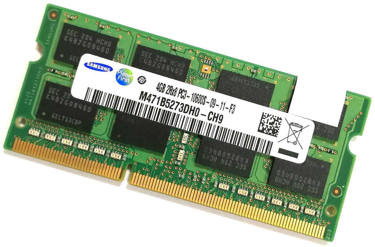 Оперативна пам'ять ноутбука Samsung SODIMM DDR3 4Gb 1333MHz PC3-10600s 2R8 CL9 (M471B5273DH0-CH9) Б/В