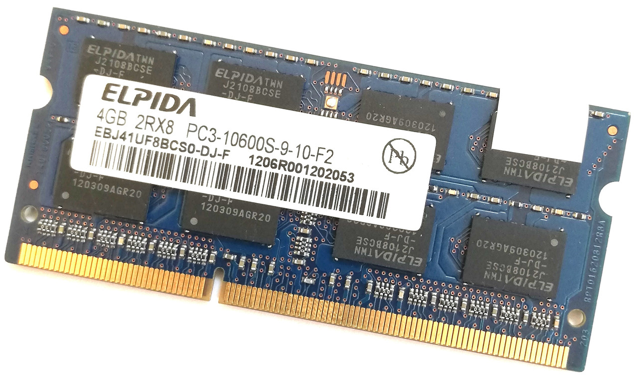 Оперативна пам'ять для ноутбука Elpida SODIM DDR3 4Gb 1333MHz 10600s CL9 (EBJ41UF8BCS0-DJ-F) Б/В
