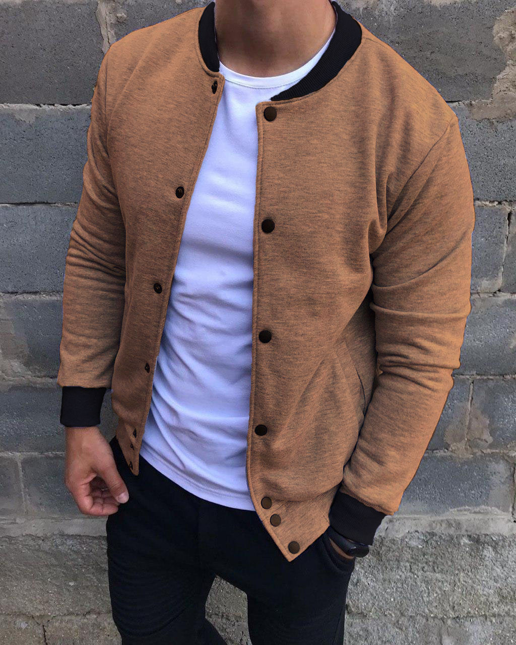 Бомбер куртка мужская весенняя осенняя текстильная коричневый без ...