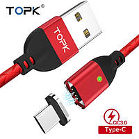 Оригинальный магнитный кабель TOPK TK0141 Type-C Quick Charge 3A быстрая зарядка QC3.0 Red (CS0141800610)