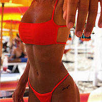 Купальник жіночий роздільний кораловий неон