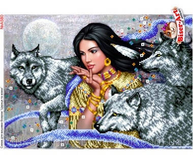 Схема для вишивки бісером, Бісер-Арт Красуня з вовками (А580), фото 1