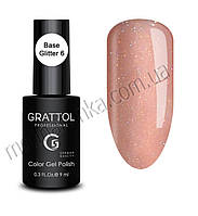 Grattol Rubber Base Glitter 6, 9 мл