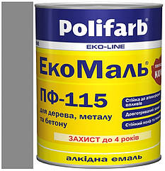 Емаль ПФ-115 сіра 0,9 кг, Polifarb Екомаль/ExtraMal