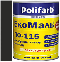 Емаль ПФ-115 чорна 0,9 кг, Polifarb Екомаль/ExtraMal