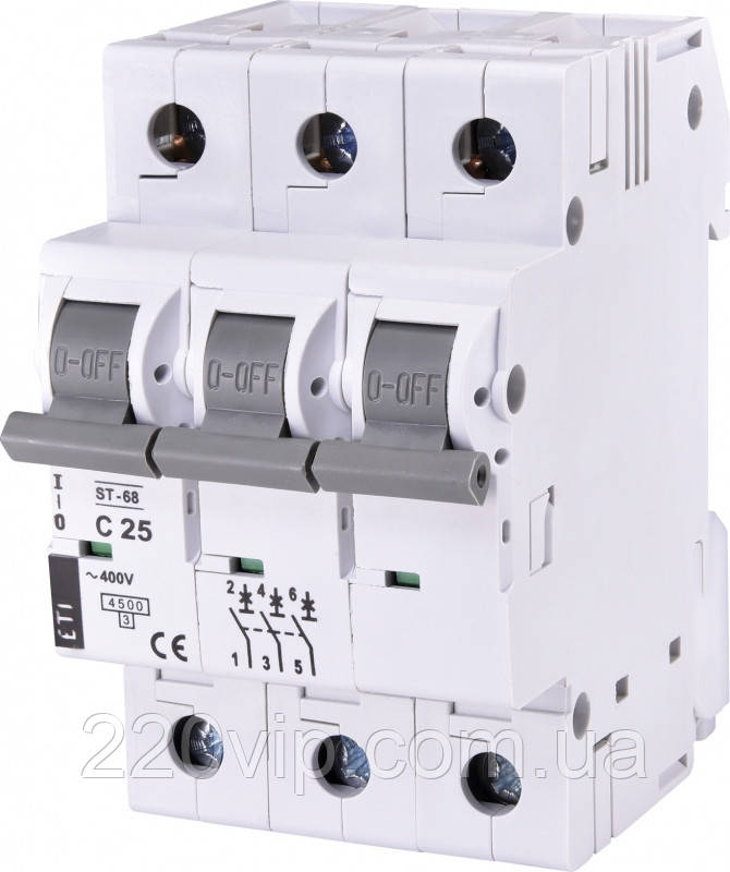 Автоматичний вимикач ST-68 6 3p С 25А (4,5 kA) ETI, 2185318 ETIMAT модульний автомат двополюсний, фото 1