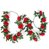 Искусственная лиана с розами(красная) 2 метра