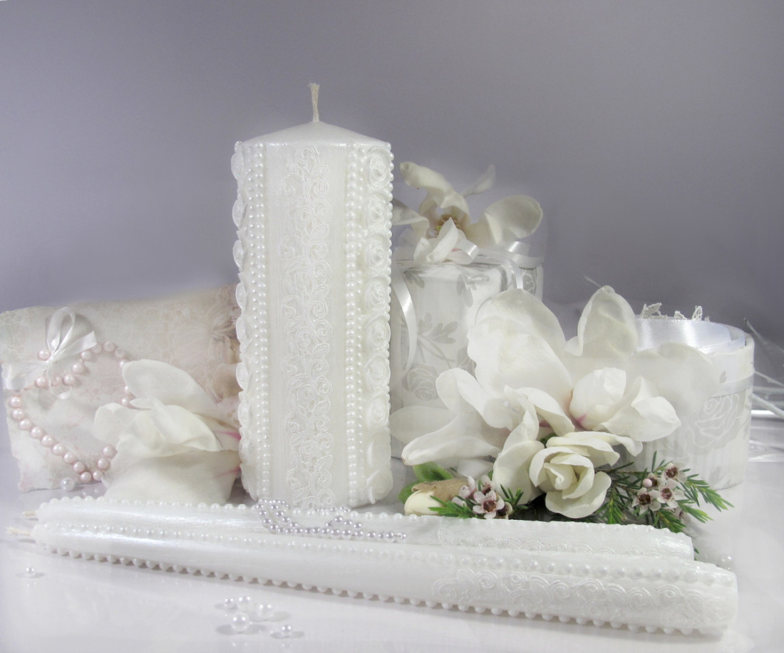 Набір весільних свічок білого кольору "Прованс-білий"