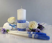 Набор свадебных свечей синего цвета "Шебби шик-электра"