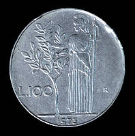 Монета Италии 100 лир 1956-79 гг.