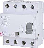 ПЗВ EFI6-P4 16/0,03 тип AC (6kA) ETI, 2061650, пристрій захисного вимкнення, дифрефреле, диференціальне реле