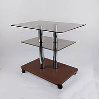 Скляний кавовий стіл прямокутний Commus Bravo Light P6 bronza-dubgold-2chr50