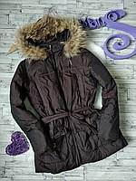 Куртка пуховик Savage женский коричневый с мехом енота размер 44