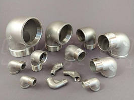 Косинці з внутрішньою-зовнішньою різьбами з нержавіючої сталі, 90°