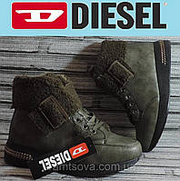 Женские зимние ботинки Diesel. Сапоги утепленные мехом.