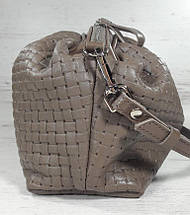 622 Натуральна шкіра, Об'ємна сумка клатч pouch. Сумка жіноча кавова - шкіряна сумка пельмень, фото 5