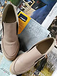 Loro Piana! Жіночі лофери туфлі підлоги черевики натуральна бежева шкіра Лора Піана, фото 2