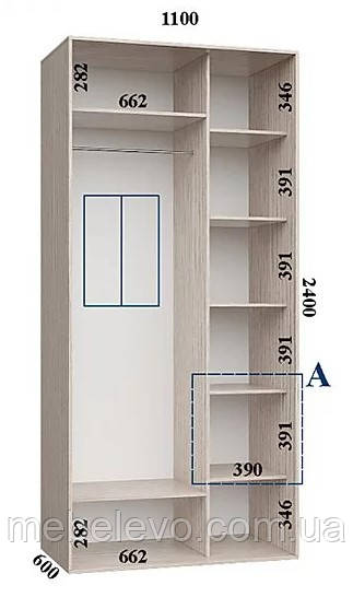 Шкаф-купе 2 двери Стандарт 110х60 h-240, ТМ Феникс - фото 1 - id-p70741404