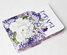 Рос. Біблія середнього формату (весняні квіти, шкірзам, бузковий обріз, індекси, без застібки, 14х20)