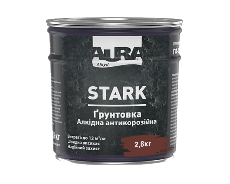 Грунт алкидный AURA STARK антикоррозионный красно-коричневый 2,8кг - фото 1 - id-p1129068876