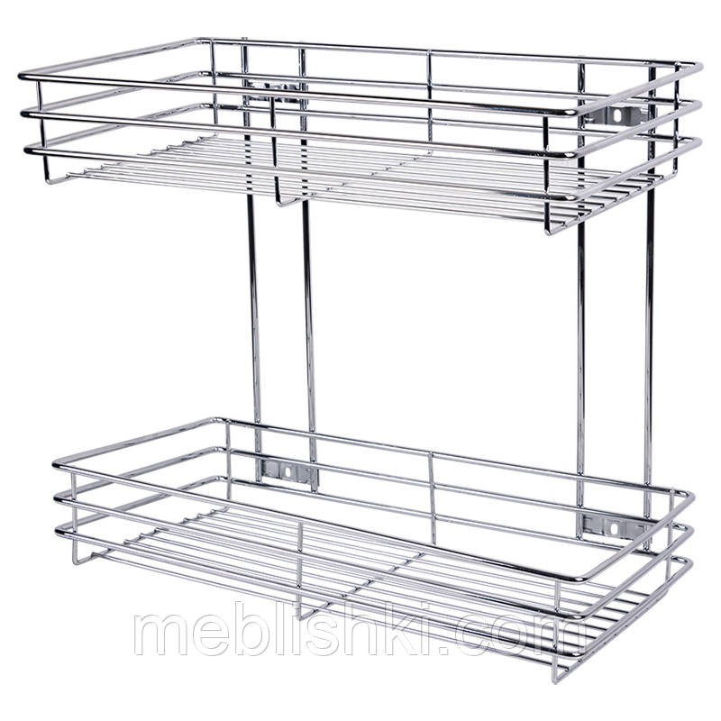 Карго 300 мм, з бічним кріпленням, 2 полиці, хром (без напрямних), фото 1