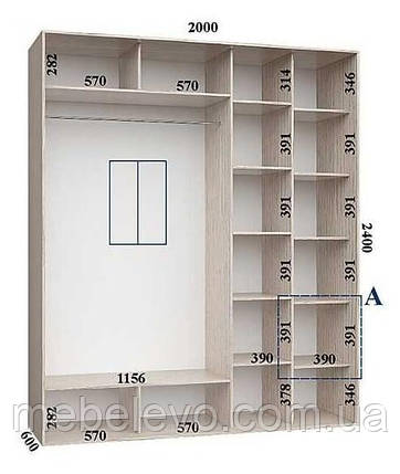 Шафа-купе 2 двері Стандарт 200х60 h-240, ТМ Фенікс, фото 1