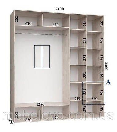 Шафа-купе 2 двері Стандарт 210х60 h-240, ТМ Фенікс, фото 1