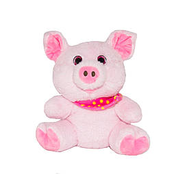 М'яка іграшка - порося з рожевою хусткою, 16 см, рожевий, поліестер (C1713716E-1)