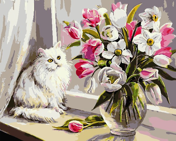 Живопис за номерами Кіт на підвіконні ArtStory AS0733 40 х 50 см, фото 1