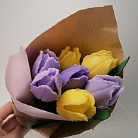 Букет из мыльных цветов тюльпаны Цветочная композиция из мыла ручной работы Мыльный букет