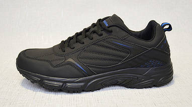 Кросівки з нубука Restime PMO19502 чорні з синіми вставками, фото 2
