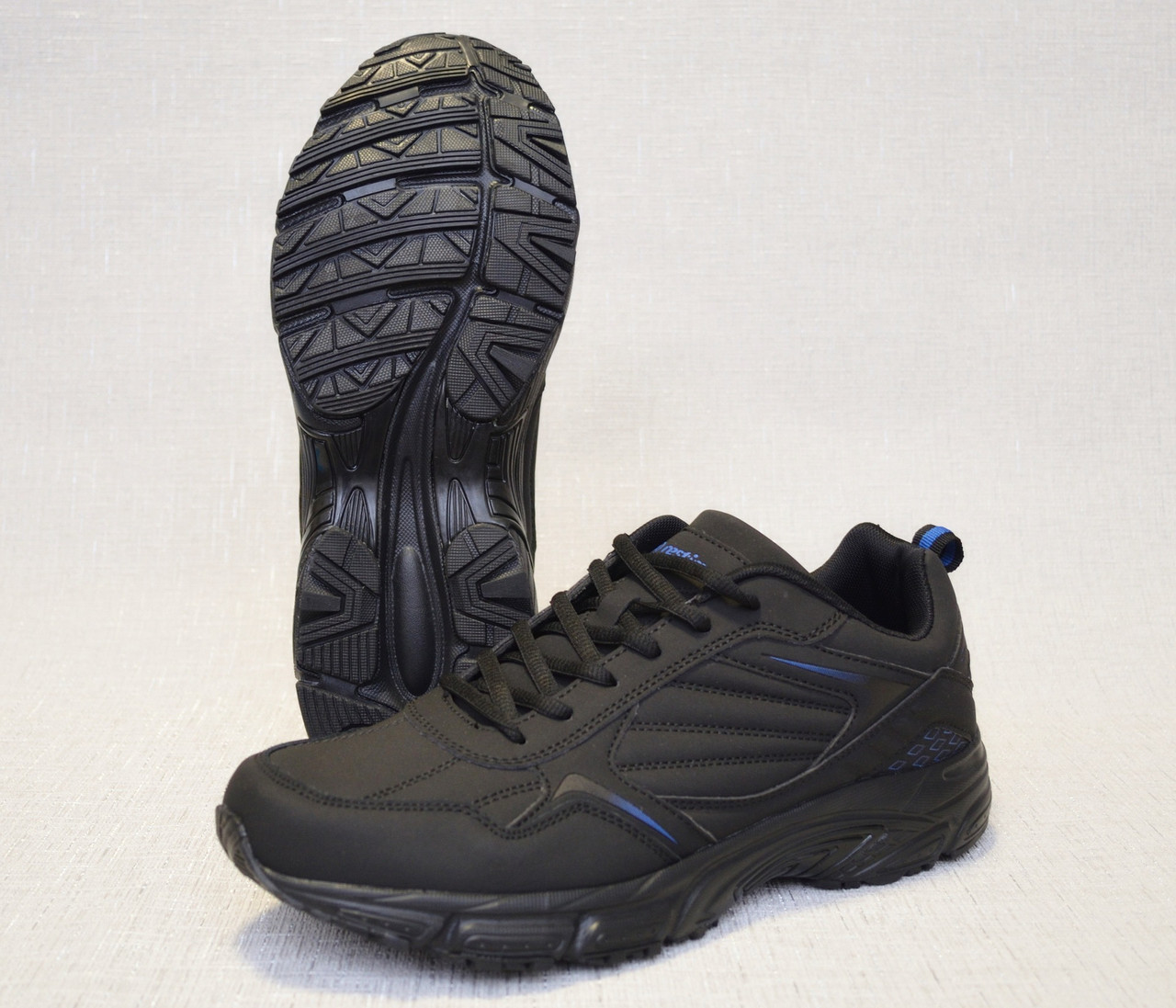 Кросівки з нубука Restime PMO19502 чорні з синіми вставками