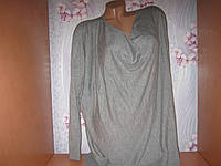 Свитер женский вязанный серый однотонный стиль Оверсайз (Oversize) б/у размер 44-46