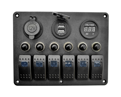 Панель на 6 перемикачів автомат 155х115мм, фото 1