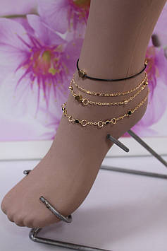 Розкішний набір з чотирьох браслетів на ногу золотистий