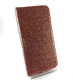 Чохол книжка протиударний для Samsung galaxy M30, M305 (2019) Glitter з блискітками колір рожево-золотий