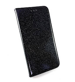 Чохол для Samsung M30, M305 книжка боковий з підставкою протиударний Glitter з блискітками чорний